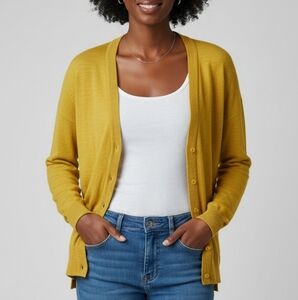 LOFT Women's Yellow Cardigan Sweater